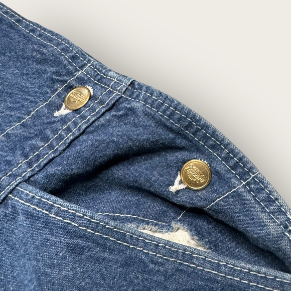 Dickies Men 40 x 30 Bib Overalls Farmer Work Carpenter Blue Jean Med Wash Denim - Picture 4 of 7